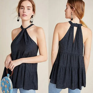 Anthropologie black Halter Blouse size app